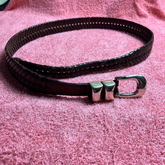 Mezlan Accessories Mezlan Brown Leather Stitch Detail Dress Belt